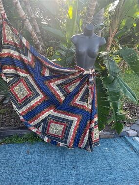 satin bandanna print full circle maxi skirt